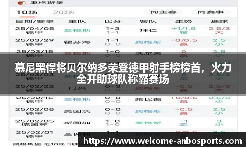 慕尼黑悍将贝尔纳多荣登德甲射手榜榜首，火力全开助球队称霸赛场
